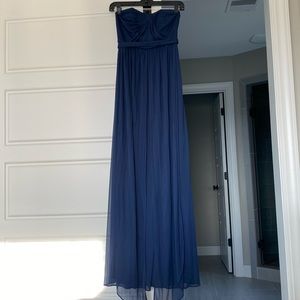 David’s Bridal Navy Blue Convertible Strapless Long Dress
